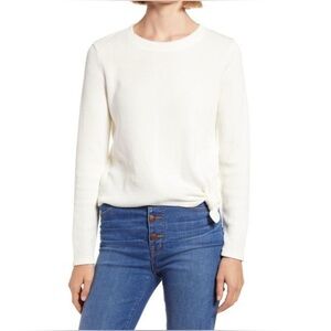 Madewell Texture & Thread Jacquard Knot-Front Top in Bright Ivory - Size XS